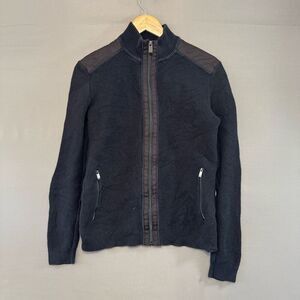 Calvin Klein Men’s Grey Zip Up Knit Sweater Size Small High Neck Cotton Blend